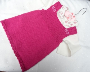 Süßes Babykleid, handgestrickt in Gr. 68, Pink - Handarbeit kaufen