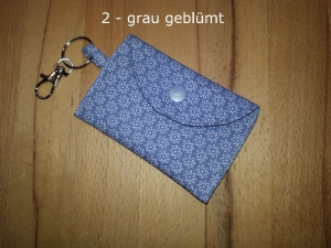 Mini-Bag, Mini Geldbörse, Sammelkartentasche - Grau geblümt - Handarbeit kaufen