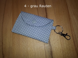 Mini-Bag, MiniGeldbörse, Portemonnaie, Sammelkartentasche - Grau Rauten