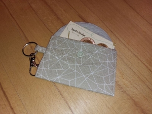 Mini-Bag, Portemonnaie, Visitenkartentasche - Hellbraun mit Querstreifen
