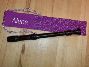 Flötentasche mit Namen, Flötenbeutel - Farbe Beere mit Querstreifen personalisierbar  - Handarbeit kaufen