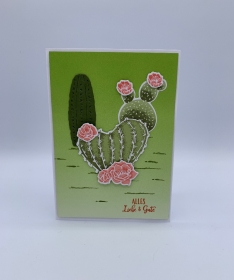 Glückwunsch Karte zum Geburtstag blühender Kaktus Kakteen Grün