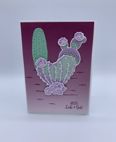 Glückwunsch Karte zum Geburtstag blühender Kaktus Kakteen Brombeere lila