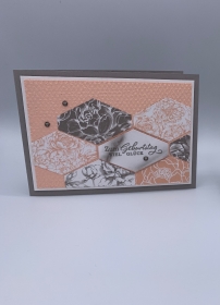 Glückwunsch Karte zum Geburtstag Pfingstrose grau rosa Handarbeit Handmade