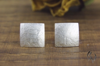 Ohrstecker Silber 925/-, Quadrate, papierstrukturiert