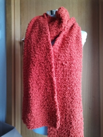Winterschal mit Kuschelwolle ohne Muster in orange - Handarbeit kaufen