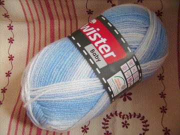 Strickgarn Twister Baby Fb. 95, hellblau/weiß, farbverlaufend, Babywolle, Nadelstärke 2-3