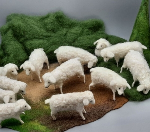 Schafe auf der Weide  ( Preis Schaf liegend )
