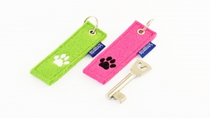 Schlüsselanhänger mit Hundepfote, Schlüsselband, Filz (100% Wolle), individuell bestickt, Geschenk für Hundebesitzer, handgefertigt