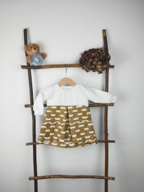 Tunika Kleid Shirt langarm für Babys in creme-gold in Größe 56/62 - Handarbeit kaufen