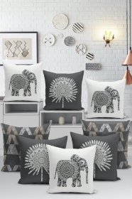 Kissenbezüge Kissen Hüllen Pillow Boho Style 8er Set Elefanten