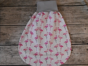  ☆ Kuscheliger Baby Pucksack  ☆ mit Jersey gefüttert   ☆ in Weiß/Pink mit Flamingos