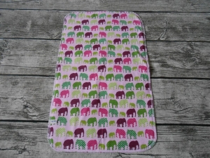  ☆ Wickelunterlage ☆  Wasserdicht ☆ in Rosa/Pink/Grün mit Elefanten