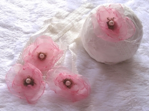 Neugeborenen Stirnband rosa Blüte Häkelband Baby Fotografie Accessoire handmade Haarband Baby Fotoshooting Requisite Kopfschmuck Stirnband