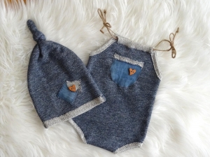 Neugeborene Jungen Outfit Body Mütze blau Baby Fotoshooting Babyfotografie Babymode für Jungen Kleidung Baby Foto Requisiten