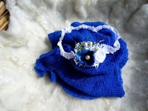 Baby Mädchen Wrap Set Blau Baby Spitzen Stirnband Fotoshooting Baby Fotografie photo prop Accessoire Handmade Neugeborene Haarschmuck