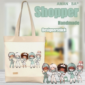 Shopper “Bleib gesund” Tasche Krankenschwester beige Designertasche