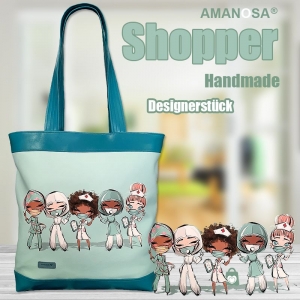 Shopper “Bleib gesund” Tasche Krankenschwester türkis Designertasche - Handarbeit kaufen