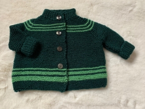 Süße Selbstgestrickte Baby Jacke in Tannen grün Größe 56/62