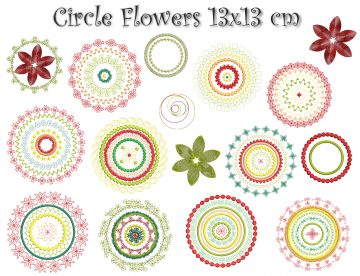Circle Flowers Mandalas Stickdateien Set 13cm x 13cm