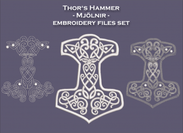 Thor’s Hammer -Mjölnir- Stickdateien Set inkl. verschiedener Größen
