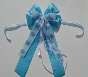 Schultütenschleife, Schleife blauer Schmetterling, Zuckertütenschleife mit Glitzer, Geschenkschleife romantisch