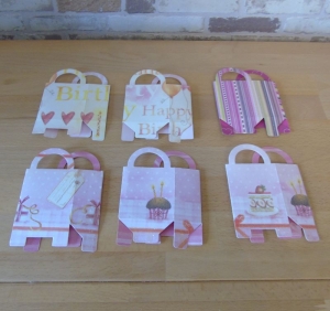 Set mit 6 Geschenktäschchen mit Geburtstagsmotiven in Rosa // Stanzteile // Geschenkverpackung // Taschen