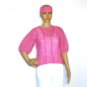 Schicker Moderner Sommer Damen-Pullover voll im Trend in Pink . - Handarbeit kaufen