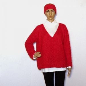 Eleganter schicker Damen-Pullover für den Winter in Rot. - Handarbeit kaufen