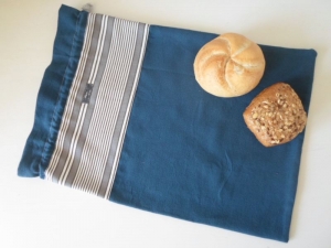 Brotbeutel/ Allzweckbeutel *elegante* Baumwolle blau mit Kordel 
