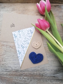 Grußkarte zum Muttertag Ostern Hochzeit Valentinstag blau recycelt