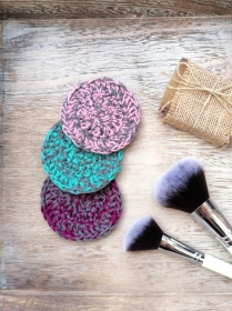 Waschbare Kosmetikpads aus Baumwolle im 3er Set 3 Stück grau rosa fuchsia aqua  bunt