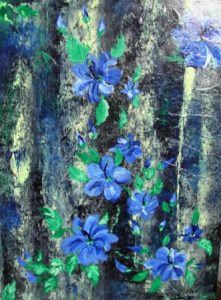 Acrylbild BLAUER HIBISKUS Acrylmalerei Gemälde abstrakte Blüten Wanddekoration blaues Bild - Handarbeit kaufen