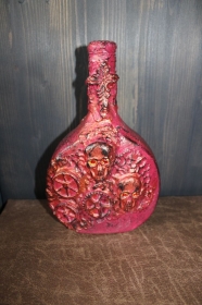Steampunk Deko CROSS & SKULL  Gothic-Deko Totenkopf Viktorianisch Vintage Mystisch Handbemalt Upcycling aus Weinflasche  - Handarbeit kaufen