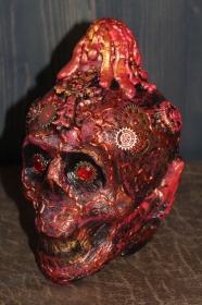 Totenkopf VOLCANO-SKULL Acrylmalerei auf einer Glasflasche Gothic Steampunk Skull Schädel Geschenk für Männer - Handarbeit kaufen