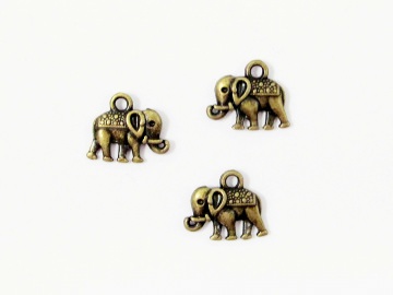 10 Elefant Anhänger / Charm, Farbe bronze