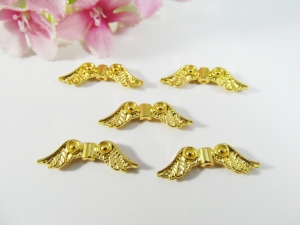10 Flügel Perlen 'Schwan', Farbe gold - Handarbeit kaufen