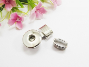 1 Armband Schiebeverschluss für Druckknopf Click Snap Button Chunk, Farbe platin