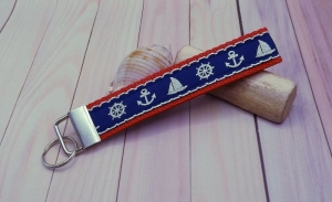 Schlüsselanhänger, Taschenbaumler mit Maritimen Symbolen in Blau