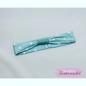 Haarband mit Umschlag, türkis gepunktet, 44-47 cm