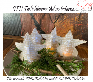   ✄ ITH-Teelichtcover Adventssterne 10x10, 13 x 18 ✄
