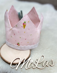 Geburtstagskrone für Mädchen Rosa Eis Eistüten Regenbogen aus Baumwolle_ MiLas 