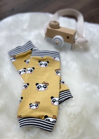 Baby Stulpen Babylegs Beinstulpen ideal für Tragebabys Gr. 50 56 62 68 Panda senfgelb Mädchen_ MiLas 