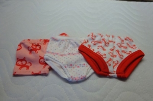 3 Handgemachte Unterwäsche für Puppen Slip, Unterhosen, Panty ca. 43 cm 