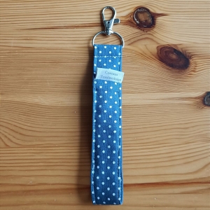 Schlüsselband, 13cm lang, aus Stoffresten, blau - Handarbeit kaufen