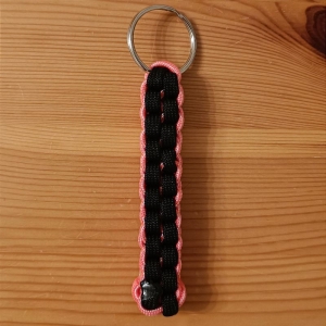 Schlüsselanhänger, 8cm lang, aus Paracord Bändern, schwarz, neonpink
