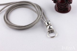 VELOURBasisband Grau mit Krone und Ring für Wechselanhänger Charmkette
