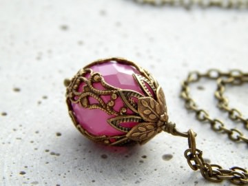 Kette mit böhmischer Glasperle - Rosa Blütentraum 3242.180709.195020_rosabltentraum1