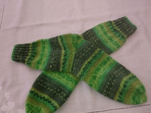 Handgestrickte Socken mit Bumerangferse und Bandspitze Gr. 40/41    - Handarbeit kaufen