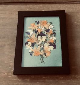  Holzbilderrahmen, Fotobilderrahmen mit echter Blüte - Echte gepresste Blüten, Frühlingsboten  - Handarbeit kaufen